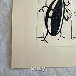 Original David Knoles Pen Art 1976 Drawing Bug Kafka Vintage Funny Humor Comic