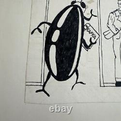 Original David Knoles Pen Art 1976 Drawing Bug Kafka Vintage Funny Humor Comic