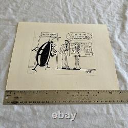 Original David Knoles Pen Art 1976 Drawing Bug Kafka Vintage Funny Humor Comic