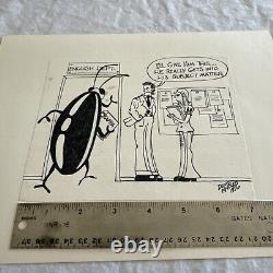 Original David Knoles Pen Art 1976 Drawing Bug Kafka Vintage Funny Humor Comic