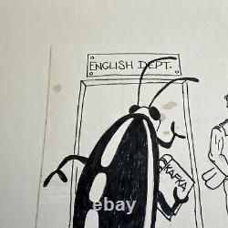 Original David Knoles Pen Art 1976 Drawing Bug Kafka Vintage Funny Humor Comic