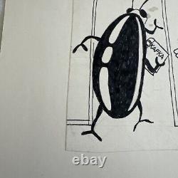 Original David Knoles Pen Art 1976 Drawing Bug Kafka Vintage Funny Humor Comic