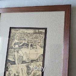 Original Drawing CAMARO by David Jablow Ink on Paper 2017 Framed RARE POP ART