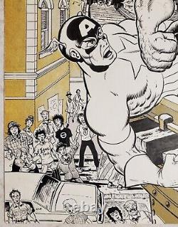 Original Russ Maheras cover art for Sensawunda #7, 1985 Captain America, Hulk