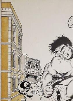 Original Russ Maheras cover art for Sensawunda #7, 1985 Captain America, Hulk