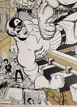 Original Russ Maheras cover art for Sensawunda #7, 1985 Captain America, Hulk