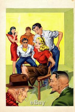 Original Vintage Gangster Comic Pin Up Pulp Illustration Cover Art Painting
