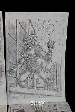 Original comic art drawing Batman/ Green Goblin/ Spider-Man 4 Page lot