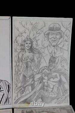 Original comic art drawing Batman & Joker 4 Page lot