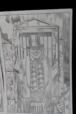 Original comic art drawing Batman & Joker 4 Page lot