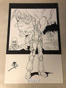 POWDER BURN #1 original art SCI FI MANGA COP STUNNING COOL SPLASH 1999 SIGNED