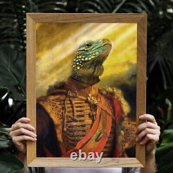 Personalized Lizard Old Painting Style Regal Pet Portrait Digital Funny Art