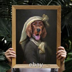 Personalized Old Painting Regal Pet Portrait Digital Portrait Art Funny Rabbit
