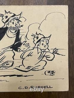 RARE Clarence C. D. Russell Cartoonist Original Drawn Comic Art Sketch 1940