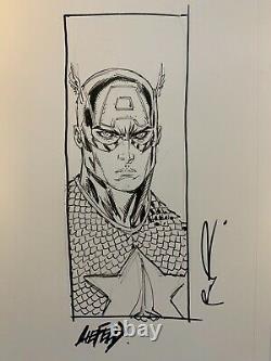 ROB LIEFELD Original Captain America Hand Sketch 17x11 Official Image Art Board