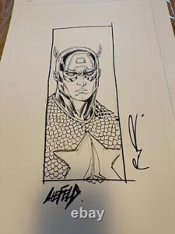 ROB LIEFELD Original Captain America Hand Sketch 17x11 Official Image Art Board