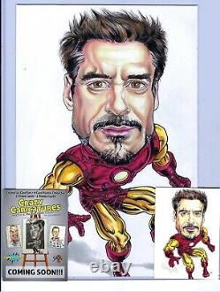 ROBERT DOWNEY JR. IRON MAN Crazy Caricatures 7X10 Original HAND PAINTED ART 1/1