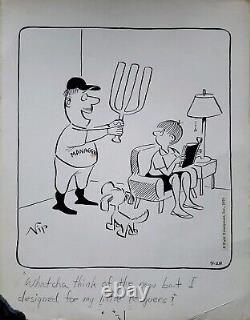 Rare Original Signed Comic Art VIP Virgil Partch Baseball Little Leaguers'70