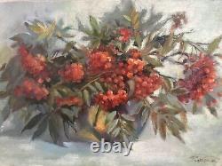 Red Rowan painting Rowan Fruit Artwork Original Art Ukrainian Art