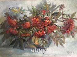 Red Rowan painting Rowan Fruit Artwork Original Art Ukrainian Art