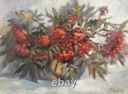 Red Rowan painting Rowan Fruit Artwork Original Art Ukrainian Art