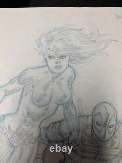 Rob Liefeld Original Art Sketch Prelim Pencils Black Widow 13 Cover Deadpool