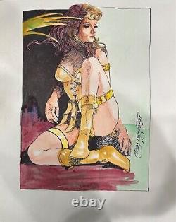 SIGNED Tony Dezuniga Pin Up Sexy Warrior Gouache Painting (2006)