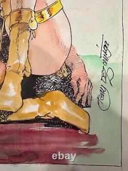 SIGNED Tony Dezuniga Pin Up Sexy Warrior Gouache Painting (2006)