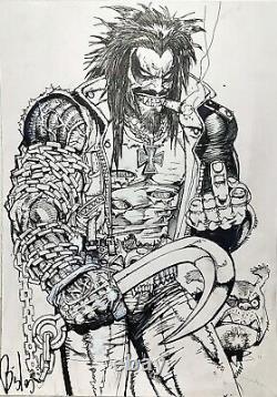 SIMON BISLEY LOBO ORIGINAL FULL FIGURE ART / SIGNED / SKETCH SIZE 12x17