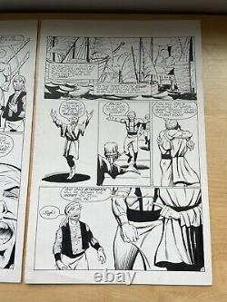 SINBAD #2 original art 2 PAGES DEFEAT GIANT SEA SERPENT 1001 arabian nights 1989