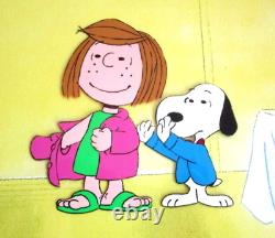 SNOOPY PEPPERMINT PATTY PEANUTS Charles SCHULZ comic art ORIGINAL PRODUCTION CEL