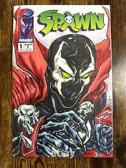 SPAWN #1 30TH Anniversary Sketch Cover Comic Book Front & Back Original Art