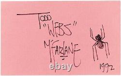 SPIDER-MAN Original Art AUTOGRAPH/SIGNATURE Sketch by TODD McFARLANE 1992 RARE