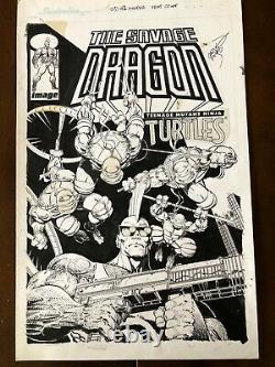 Savage Dragon (ongoing) #2 withTMNT Erik Larsen ORIGINAL COVER ART! Signed Artwork