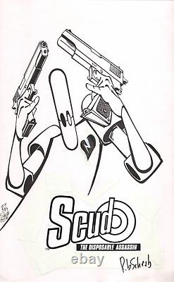 Scud the Disposable Assassin Original Art for T-Shirt & Promo by Rob Schrab