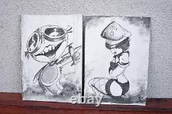 Sean Dietrich Art, Comic Artist, Two Original Works on Canvas, San Diego, 2009