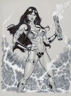 Sexy BIG BARDA ORIGINAL ART MICHAEL DOONEY SKETCH PIN UP WONDER WOMAN PIN UP