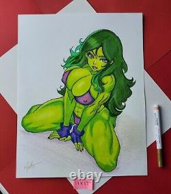 She-Hulk Original Art Sketch 11 X 14 Signed by Artist of Apathy'Emerald Amazon