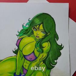 She-Hulk Original Art Sketch 11 X 14 Signed by Artist of Apathy'Emerald Amazon