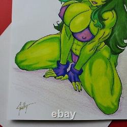 She-Hulk Original Art Sketch 11 X 14 Signed by Artist of Apathy'Emerald Amazon