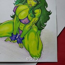 She-Hulk Original Art Sketch 11 X 14 Signed by Artist of Apathy'Emerald Amazon