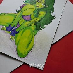 She-Hulk Original Art Sketch 11 X 14 Signed by Artist of Apathy'Emerald Amazon