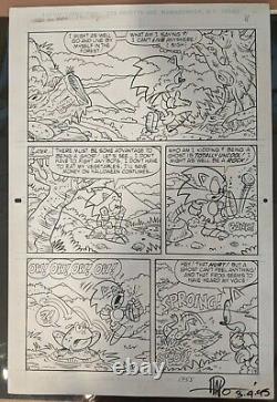 Sonic the Hedgehog Original Comic Art Page 3/4/95 Sign Harvo Archie Comics Ghost