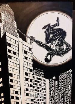 Spectacular Spider-Man Original Comicbook Art 16x20 Black Suit Venom Amazing Web