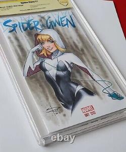 Spider Gwen Original Art Sketch CBCS SS Signed by Sabine Rich Marvel Spider-Man