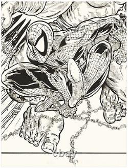 Spider-Man vs The Incredible Hulk ORIGINAL ART by KOUFAY 19x24 INK