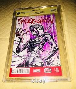 Spider-gwen #1 Blank Cover 9.8 Cbcs Ss Ap Original Art Sketch Jose Varese