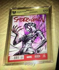 Spider-gwen #1 Blank Cover 9.8 Cbcs Ss Ap Original Art Sketch Jose Varese