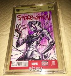 Spider-gwen #1 Blank Cover 9.8 Cbcs Ss Ap Original Art Sketch Jose Varese