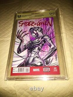 Spider-gwen #1 Blank Cover 9.8 Cbcs Ss Ap Original Art Sketch Jose Varese